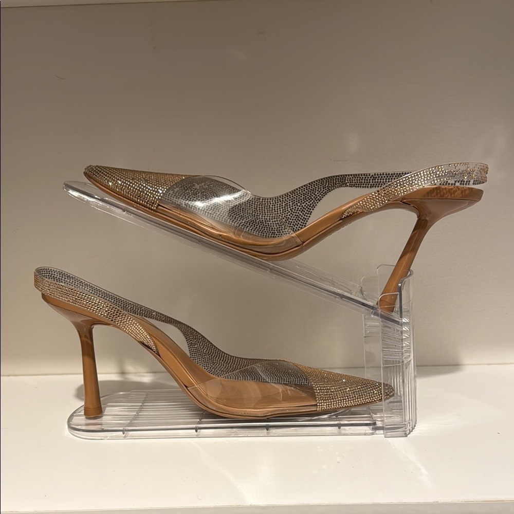 Zara Tan and Silver Heels with Elegant Design